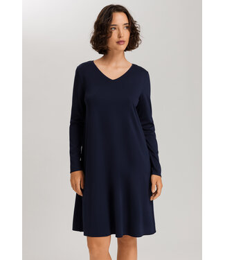 Hanro Cotton Silk Long Sleeve Nightdress Deep Navy (NEW BASIC)
