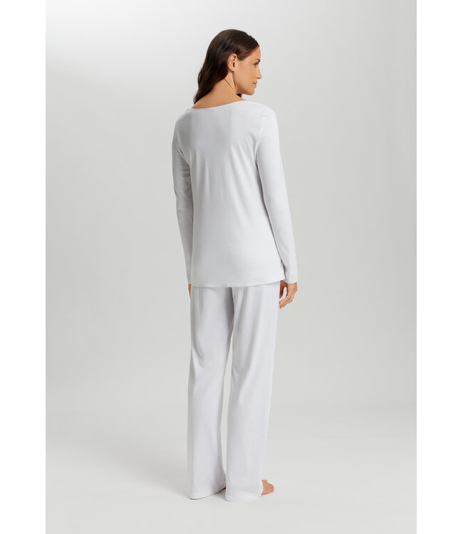 Hanro Cotton Silk Long Sleeve Pajama White (074816)