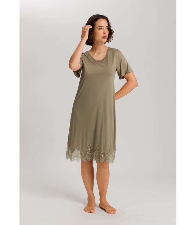 Hanro Melia Short Sleeve Nightdress Silver Sage (074802)