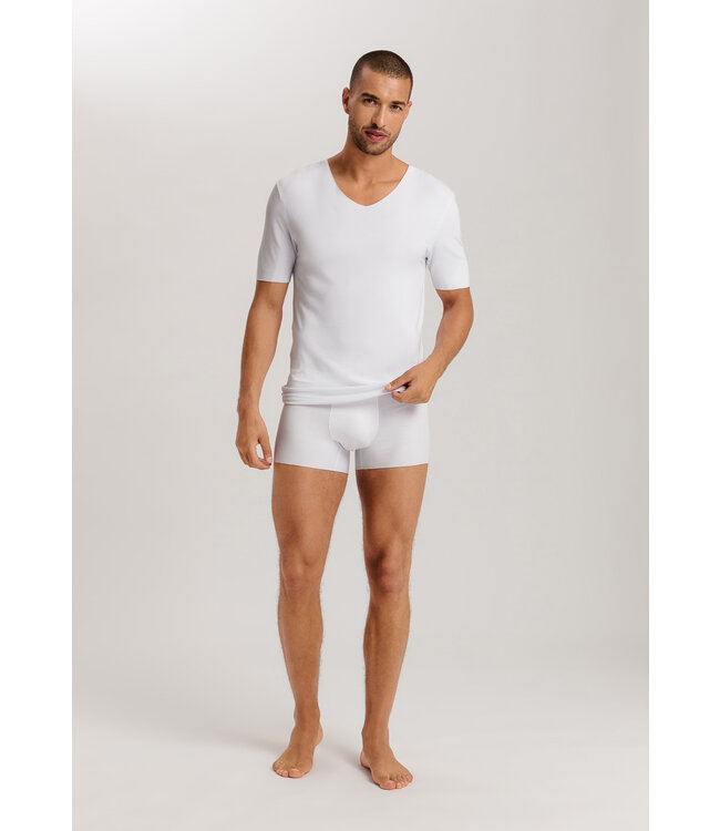 Hanro Clean Cut Short Sleeve Shirt V-Neck White (073251)