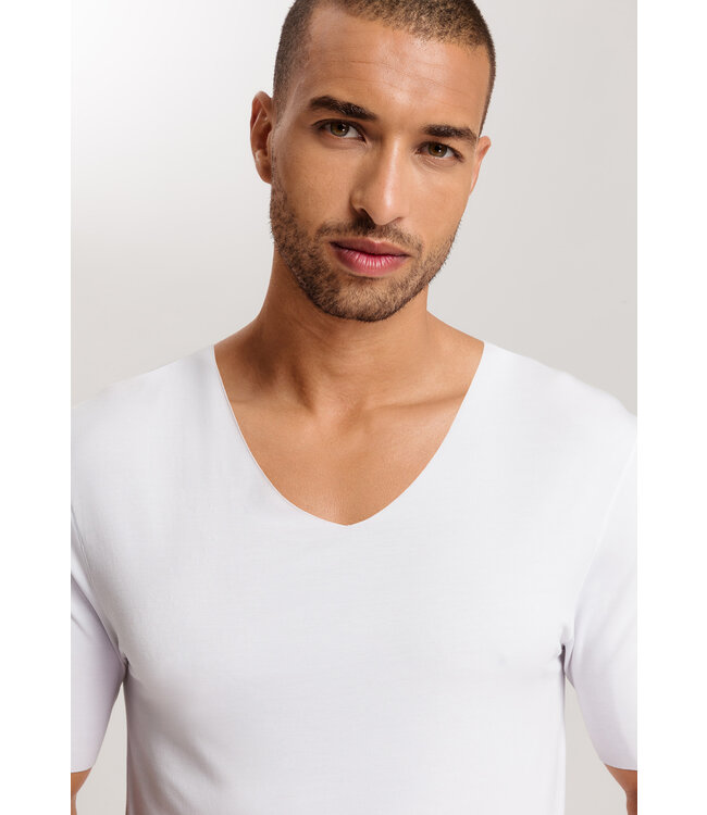 Hanro Clean Cut Short Sleeve Shirt V-Neck White (073251)