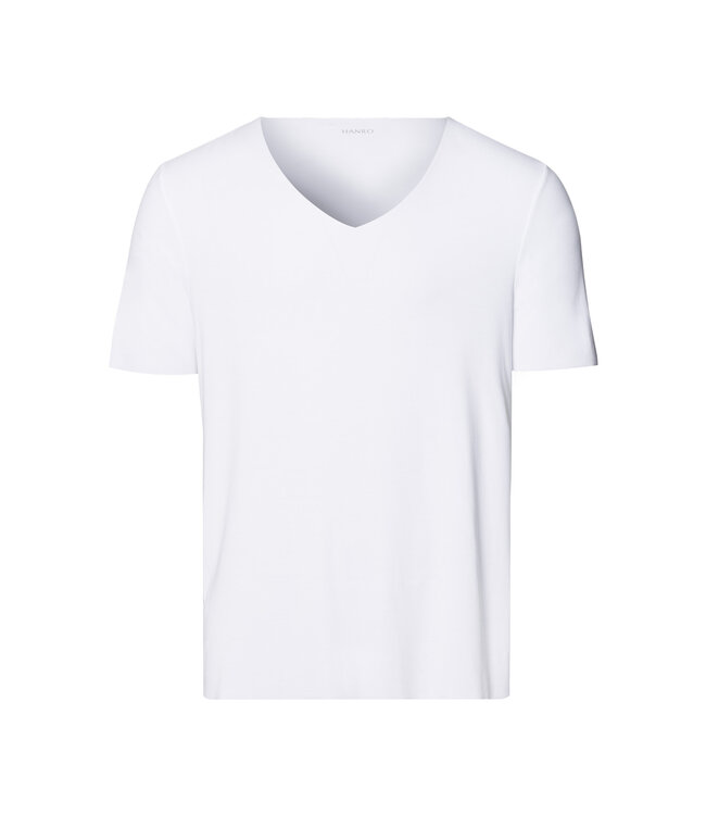 Hanro Clean Cut Short Sleeve Shirt V-Neck White (073251)