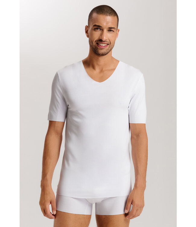 Hanro Clean Cut Short Sleeve Shirt V-Neck White (073251)