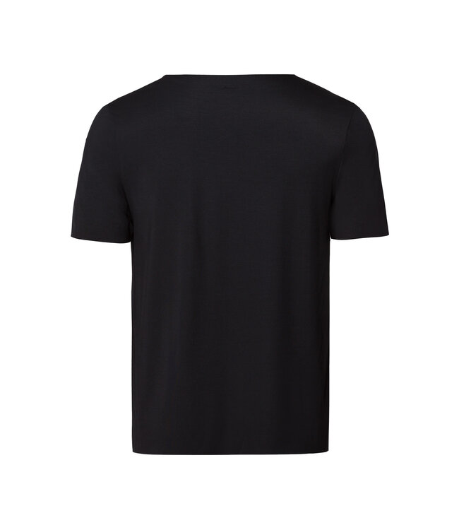 Hanro Clean Cut Short Sleeve Shirt V-Neck Black (073251)