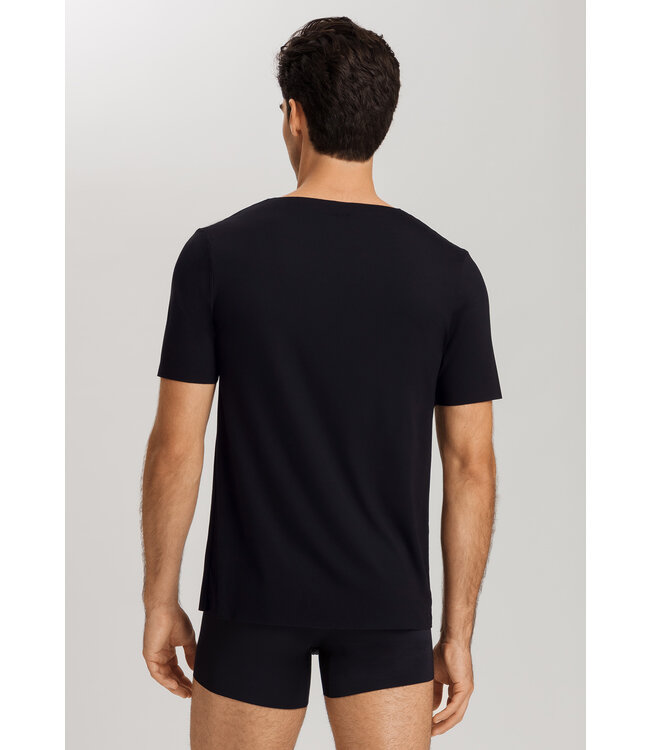 Hanro Clean Cut Short Sleeve Shirt V-Neck Black (073251)