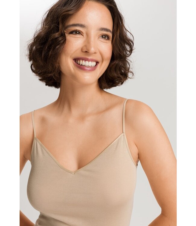 Hanro Cotton Seamless Spaghetti Top Iced Cappuccino (071601)