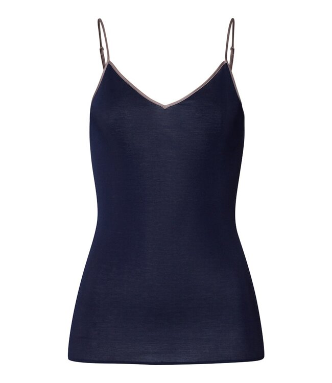 Hanro Cotton Seamless Spaghetti Top Deep Navy (071601)