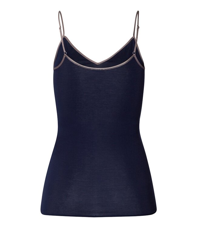 Hanro Cotton Seamless Spaghetti Top Deep Navy (071601)