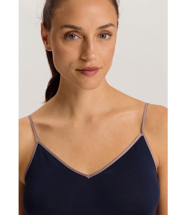 Hanro Cotton Seamless Spaghetti Top Deep Navy (071601)