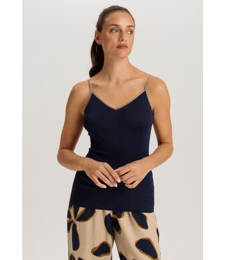 Hanro Cotton Seamless Spaghetti Top Deep Navy (NEWTREND)