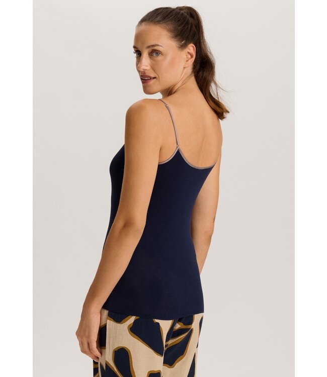Hanro Cotton Seamless Spaghetti Top Deep Navy (071601)