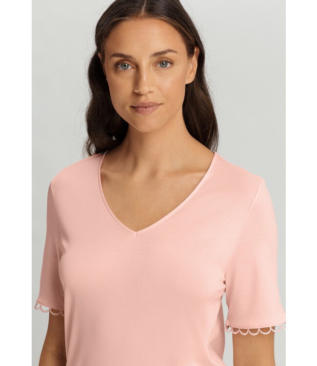 Hanro Anouk Short Sleeve Nightdress Pink Blaze (074808)