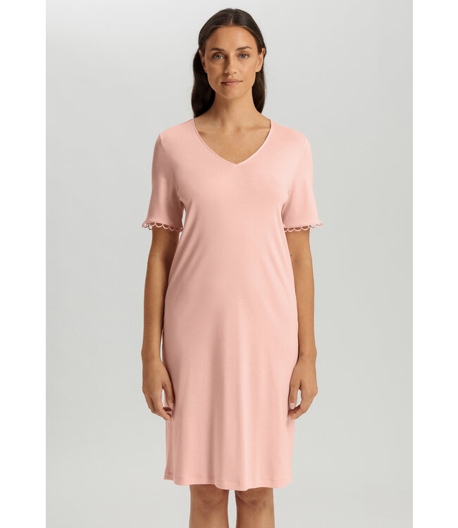 Hanro Anouk Short Sleeve Nightdress Pink Blaze (074808)