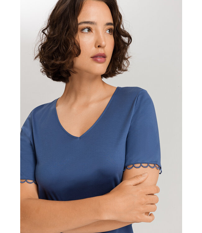 Hanro Anouk Short Sleeve Nightdress Slate Blue (074808)