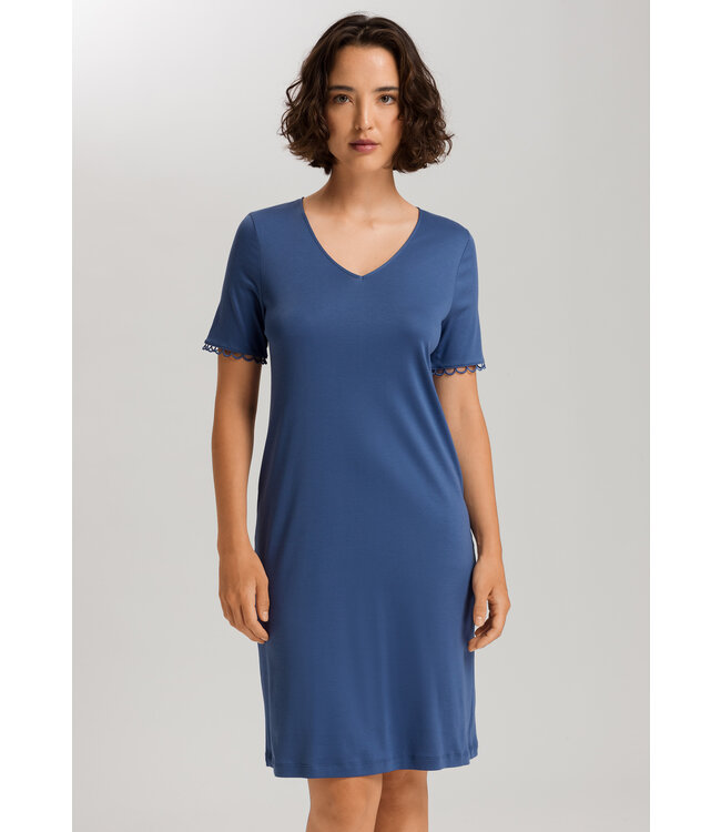 Hanro Anouk Short Sleeve Nightdress Slate Blue (074808)