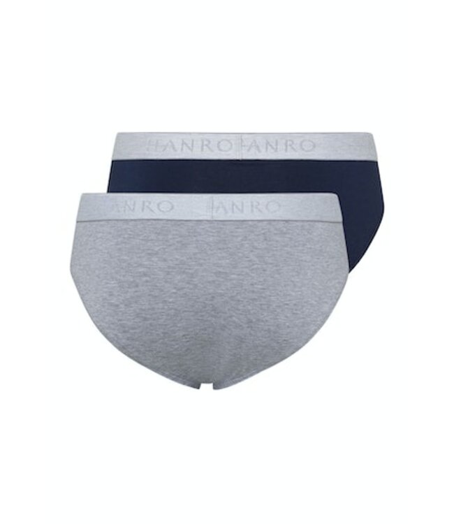 Hanro Cotton Essentials Briefs 2-Pack Light Melange | Deep Navy (073075)