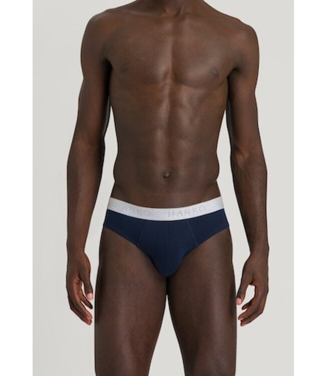 Hanro Cotton Essentials Briefs 2-Pack Light Melange | Deep Navy (073075)