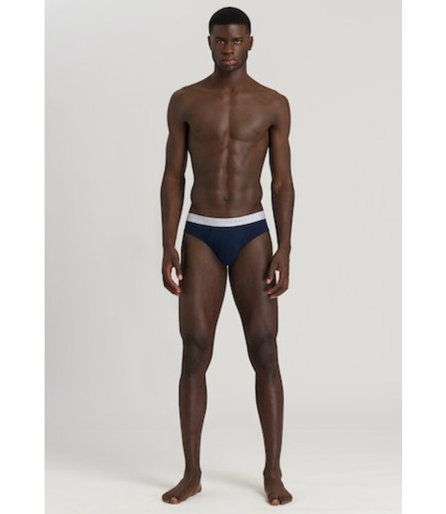 Hanro Cotton Essentials Briefs 2-Pack Light Melange | Deep Navy (073075)