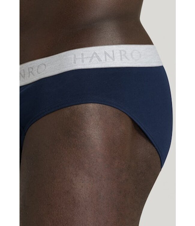 Hanro Cotton Essentials Briefs 2-Pack Light Melange | Deep Navy (073075)