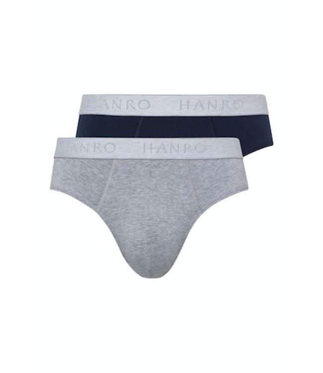 Hanro Cotton Essentials Briefs 2-Pack Light Melange | Deep Navy (073075)