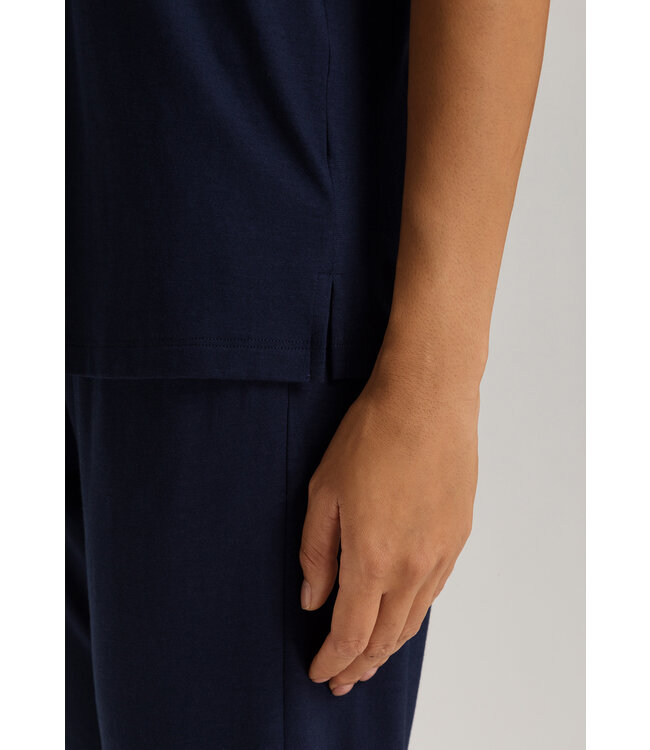 Hanro Sleep & Lounge Short Sleeve Shirt Deep Navy (074842)