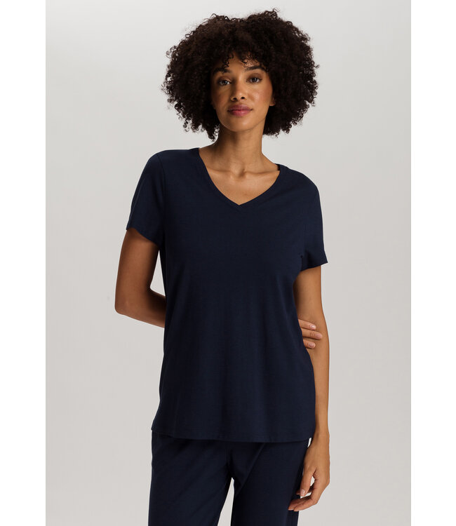 Hanro Sleep & Lounge Short Sleeve Shirt Deep Navy (NEW BASIC)