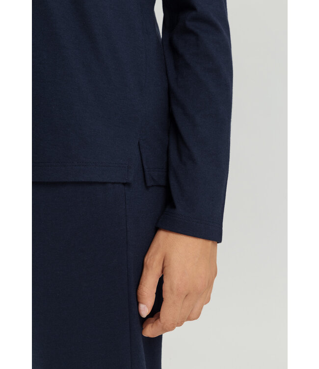 Hanro Sleep & Lounge Long Sleeve Shirt Deep Navy  (074844)