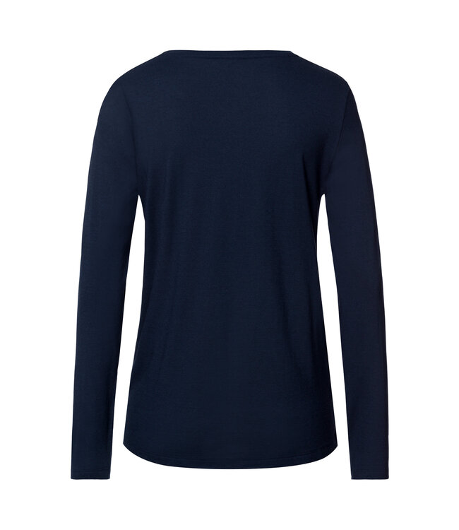 Hanro Sleep & Lounge Long Sleeve Shirt Deep Navy  (074844)