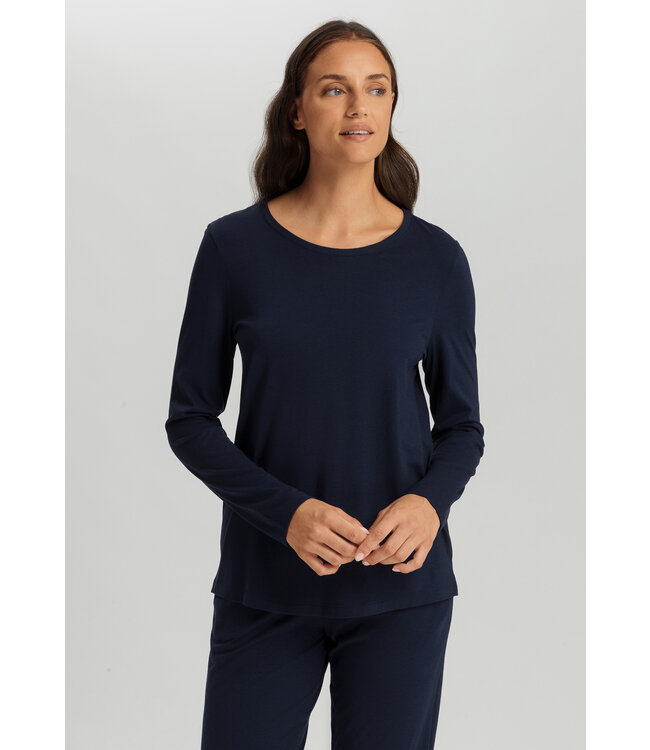Hanro Sleep & Lounge Long Sleeve Shirt Deep Navy  (074844)