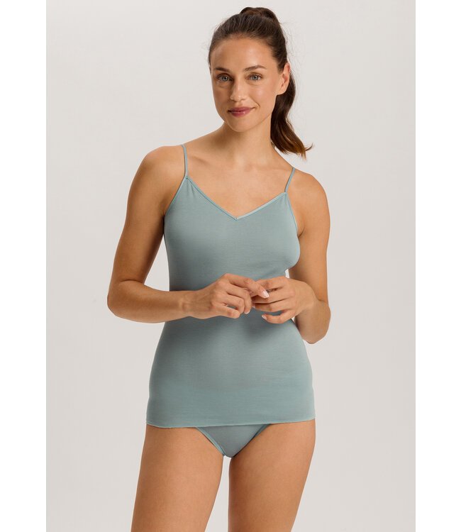 Hanro Cotton Seamless Spaghetti Top Tourmaline Blue (NEWTREND)
