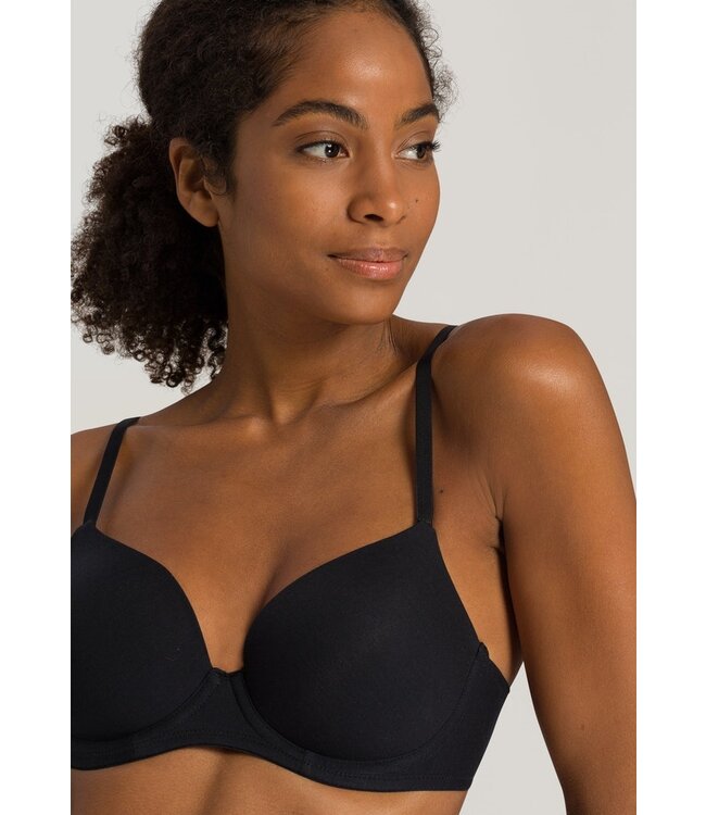 Hanro Cotton Sensation Padded T-Shirt Bra Black (071382)