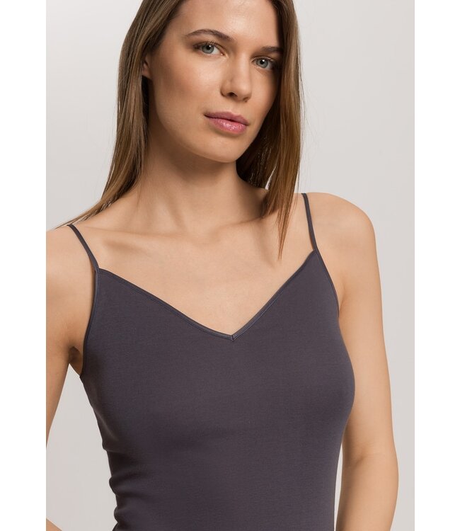 Hanro Cotton Seamless Spaghetti Top Black Pearl (071601)