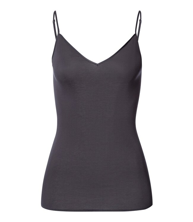 Hanro Cotton Seamless Spaghetti Top Black Pearl (071601)