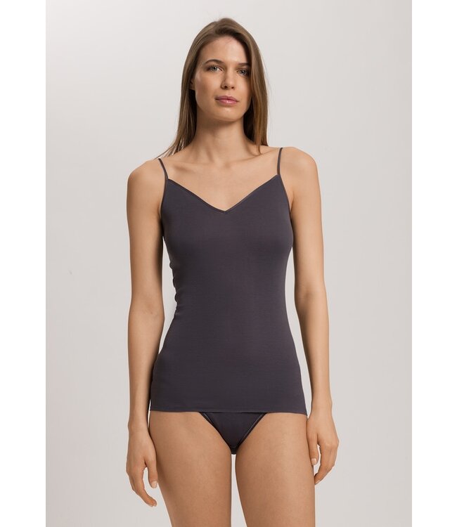 Hanro Cotton Seamless Spaghetti Top Black Pearl (071601)