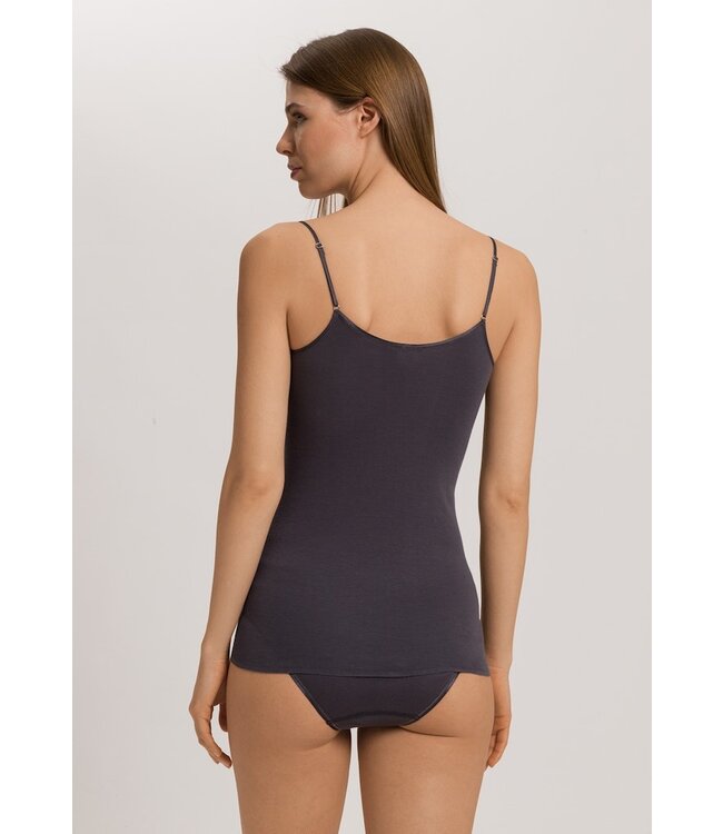 Hanro Cotton Seamless Spaghetti Top Black Pearl (071601)