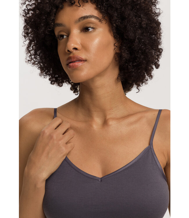 Hanro Cotton Seamless Spaghetti Top Padded Black Pearl (071605)