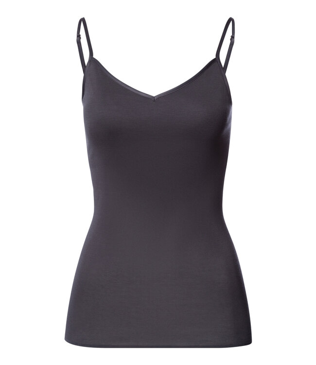 Hanro Cotton Seamless Spaghetti Top Padded Black Pearl (071605)