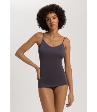 Hanro Cotton Seamless Spaghetti Top Padded Black Pearl (NEW TREND)