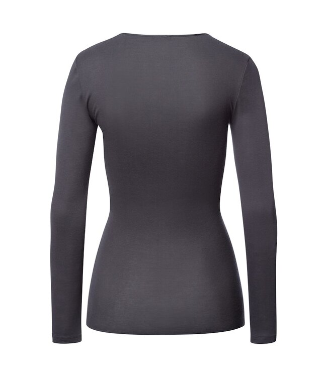 Hanro Cotton Seamless Shirt Long Sleeve Black Pearl (071620)