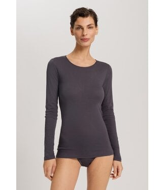 Hanro Cotton Seamless Shirt Long Sleeve Black Pearl (NEW TREND)
