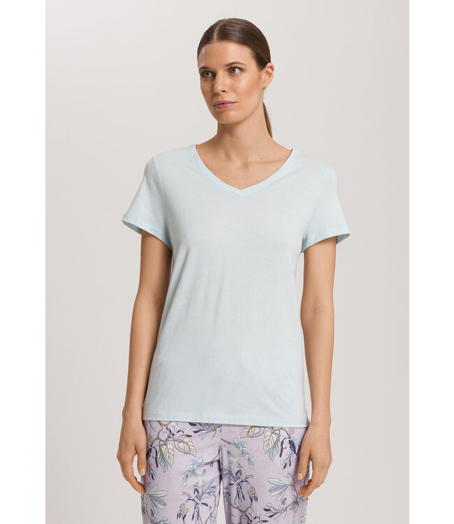 Hanro Sleep & Lounge Short Sleeve Shirt Delicate Blue (NEW TREND)