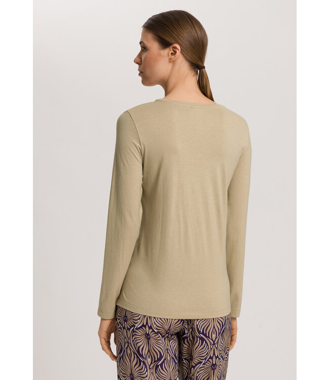 Hanro Sleep & Lounge Long Sleeve Shirt Lemon Pepper (074844)