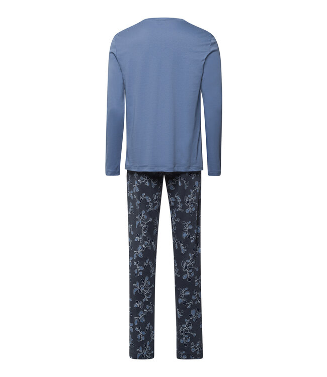 Hanro Night & Day Long Sleeve Pajama Aqua Ink Leaves (075111)