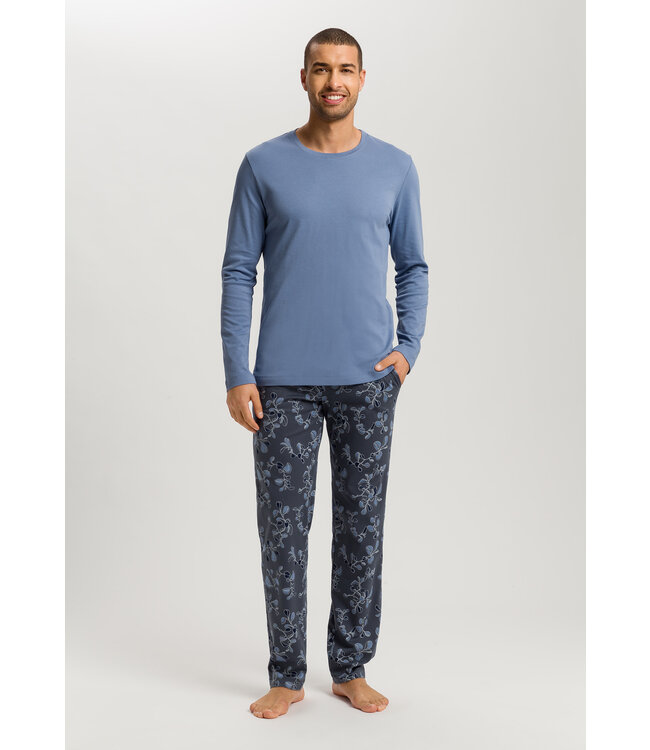 Hanro Night & Day Long Sleeve Pajama Aqua Ink Leaves (075111)