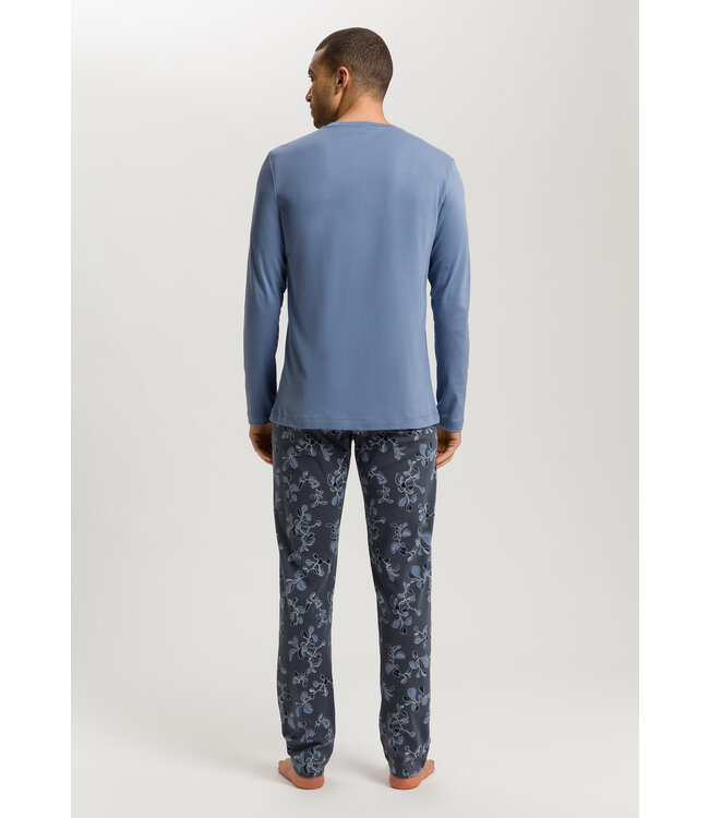Hanro Night & Day Long Sleeve Pajama Aqua Ink Leaves (075111)