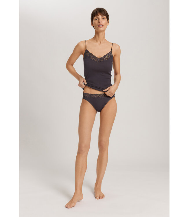 Hanro Moments Spaghetti Top V-Neck Black Pearl (071485)