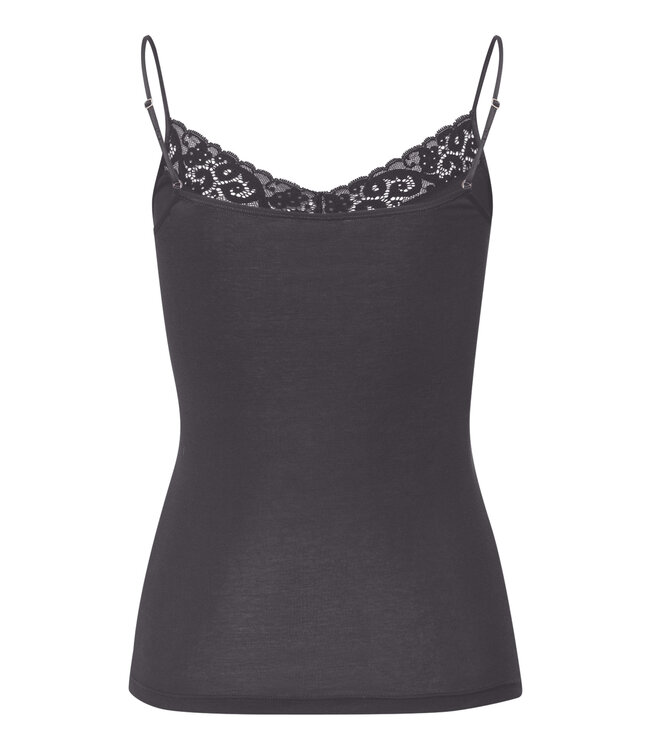 Hanro Moments Spaghetti Top V-Neck Black Pearl (071485)