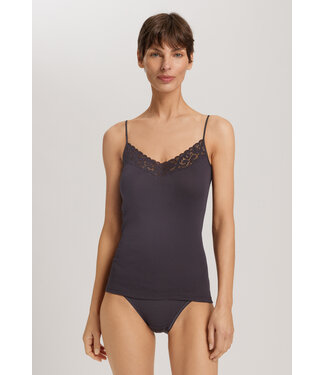 Hanro Moments Spaghetti Top V-Neck Black Pearl (NEW TREND)