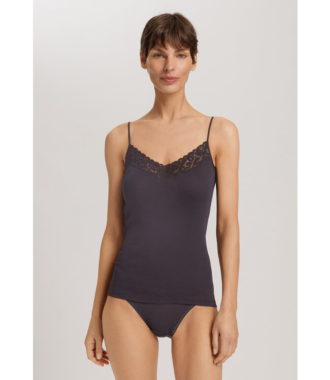 Hanro Moments Spaghetti Top V-Neck Black Pearl (SALE)