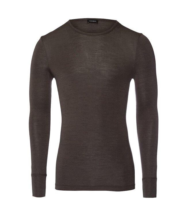 Hanro Woolen Silk Long Sleeve Earthy Ink (073402)